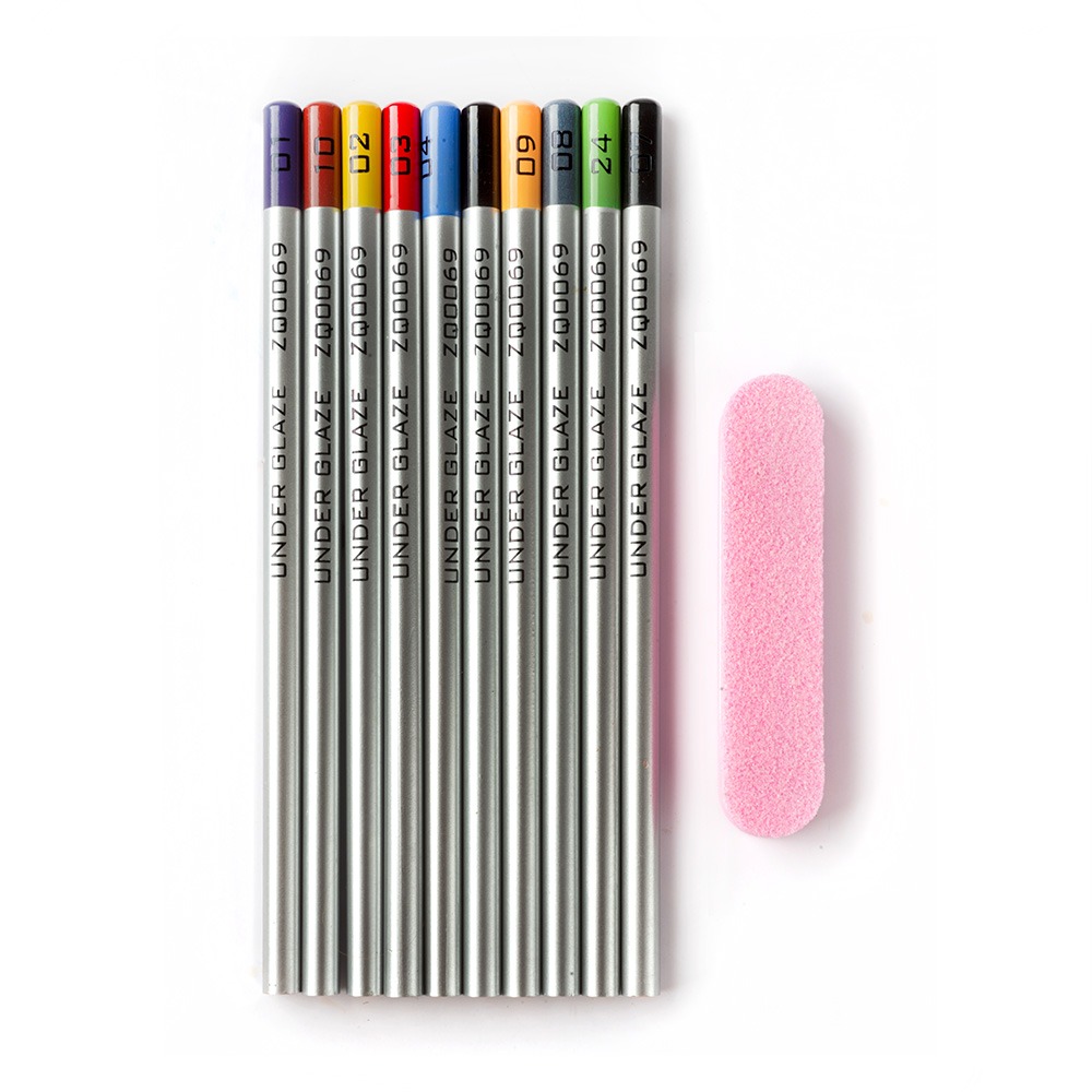 Set de Lápices Bajo Cubierta Para Cerámica - 10 colores c/ estuche - Imagen 2